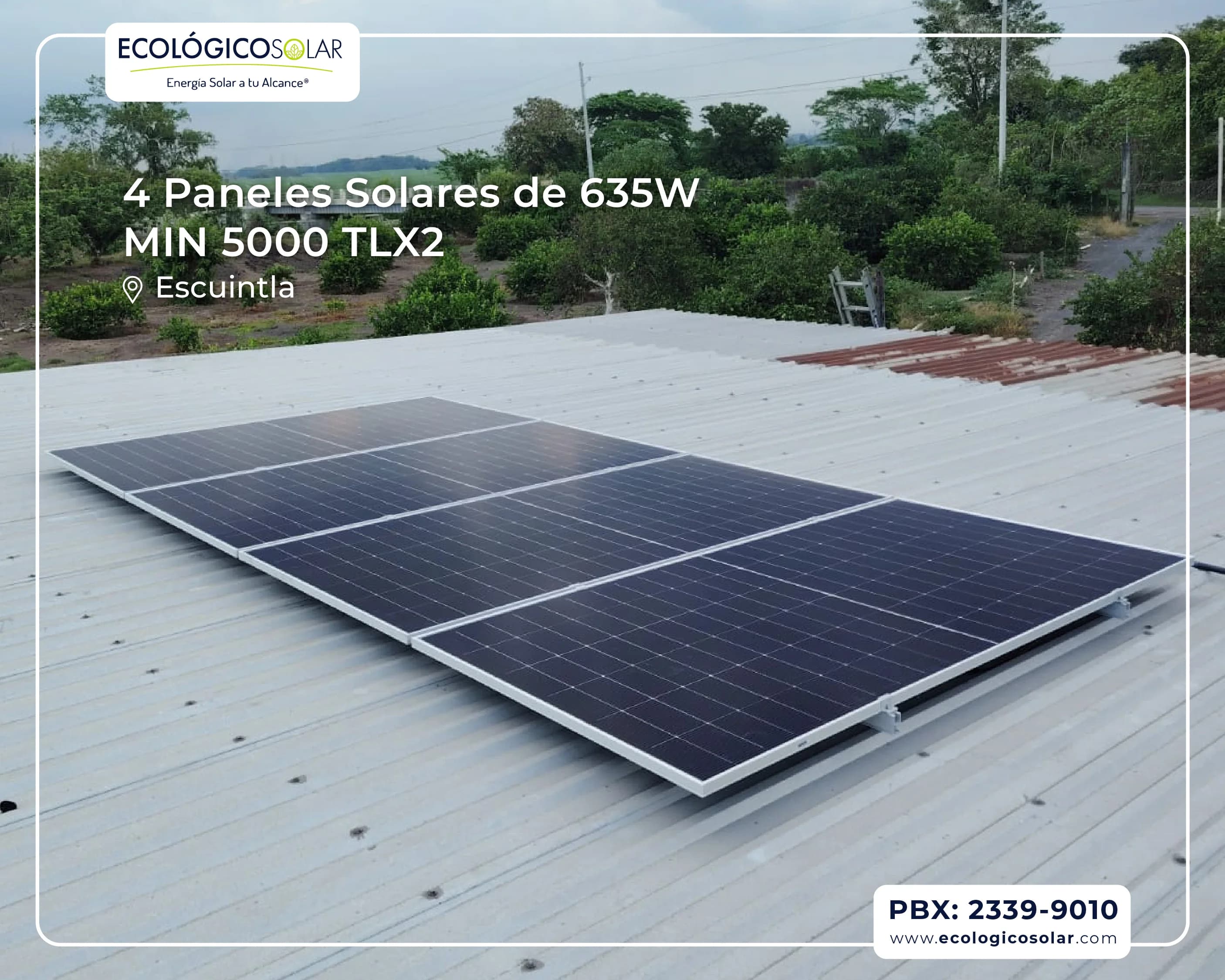 Aplicación Residencial - 4 Paneles Solares de 635W - Inversor Growatt MIN 5000 TL-X2