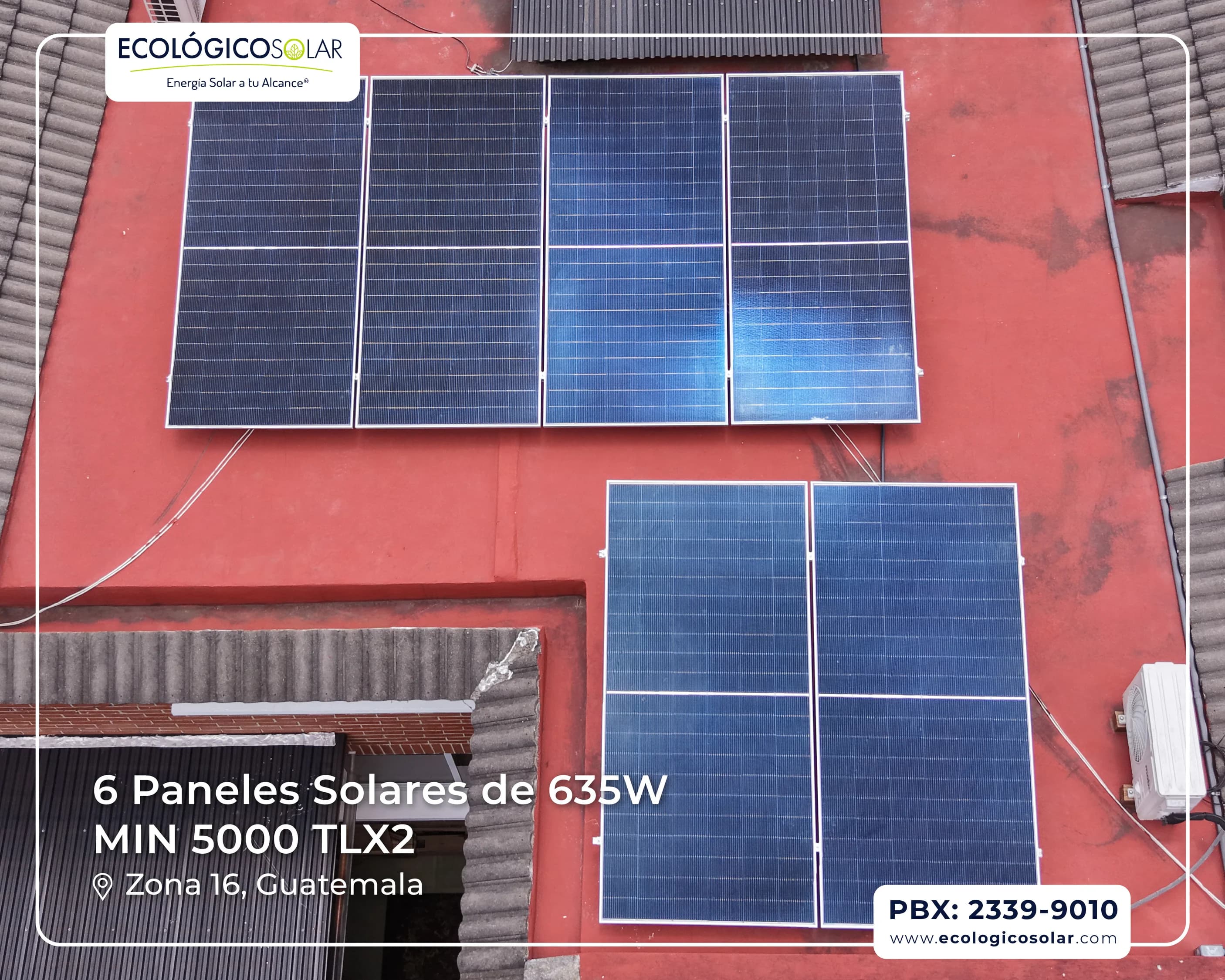 Aplicación Residencial - 6 Paneles Solares de 635W - Inversor Growatt MIN 5000 TL-X2