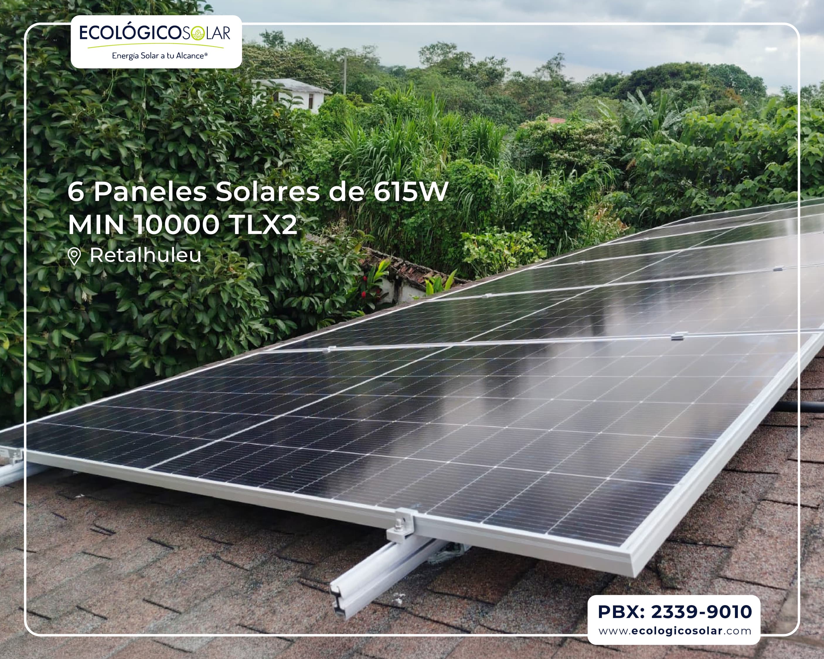 Aplicación Residencia - 6 Paneles Solares de 615W - Inversor Growatt MIN 10000TL-X2 