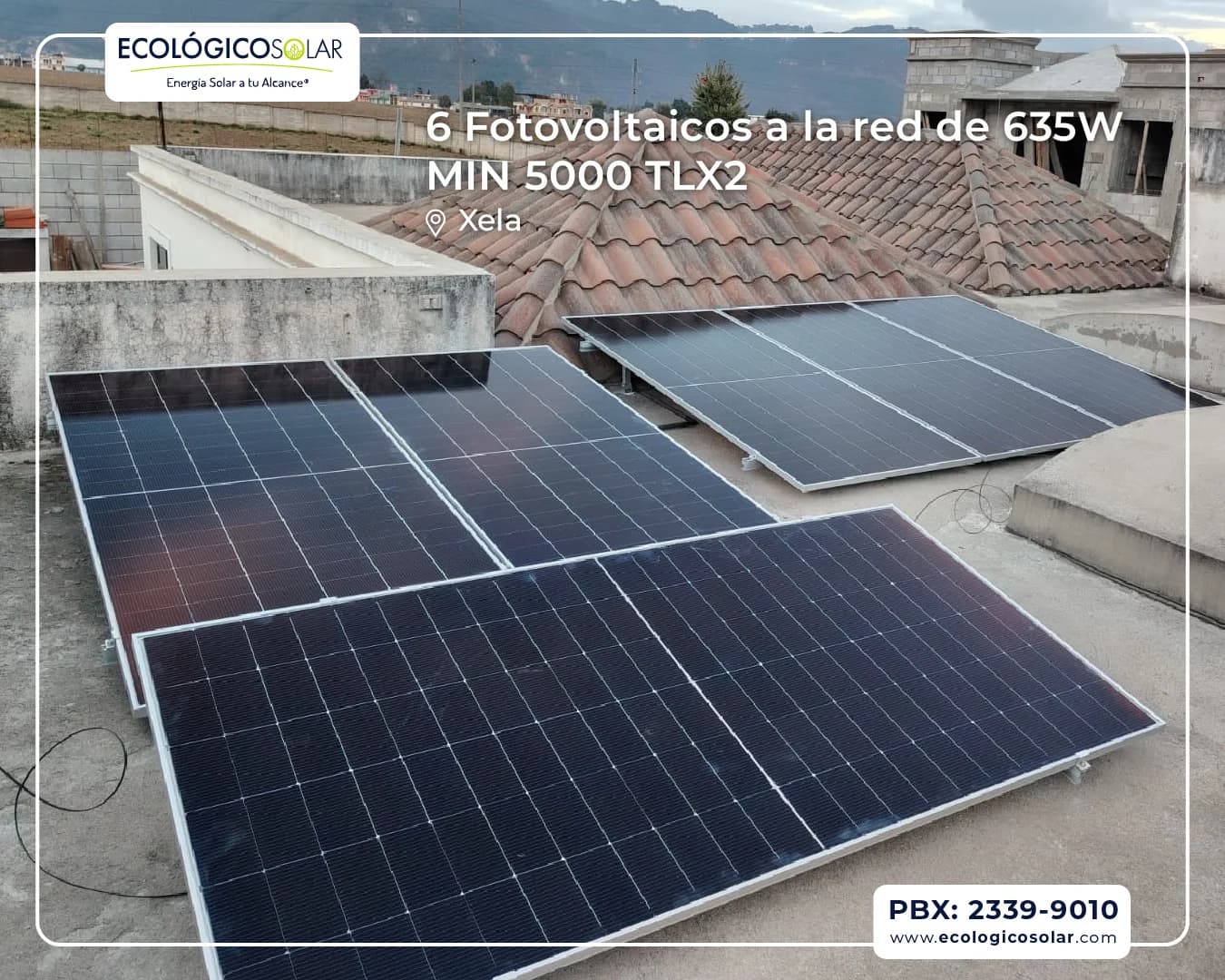 Aplicación Residencial - 6 Paneles Solares 635W -Inversor Growatt MIN 5000TLX2