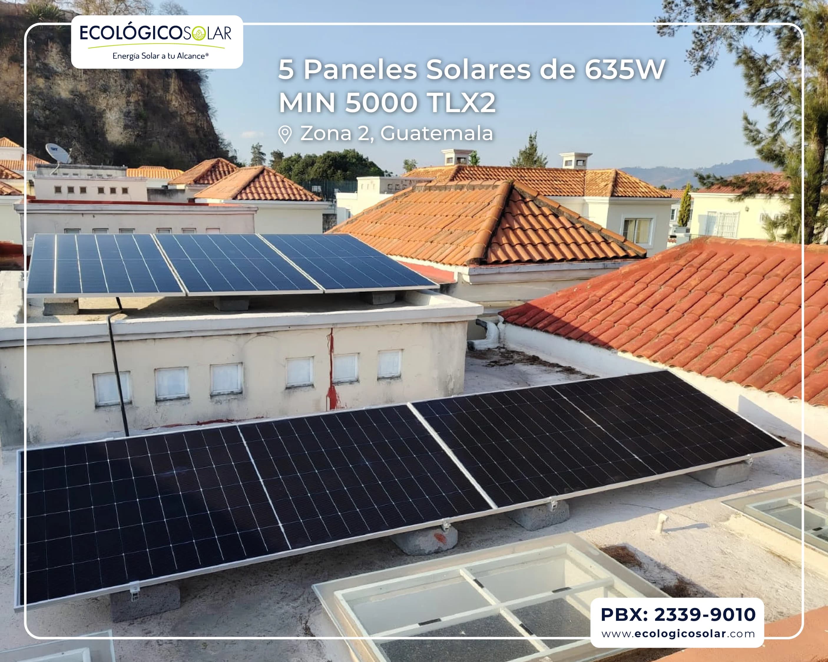 Aplicación Residencial - 5 Paneles Solares de 635W · Inversor Growatt MIN 5000TL-X2