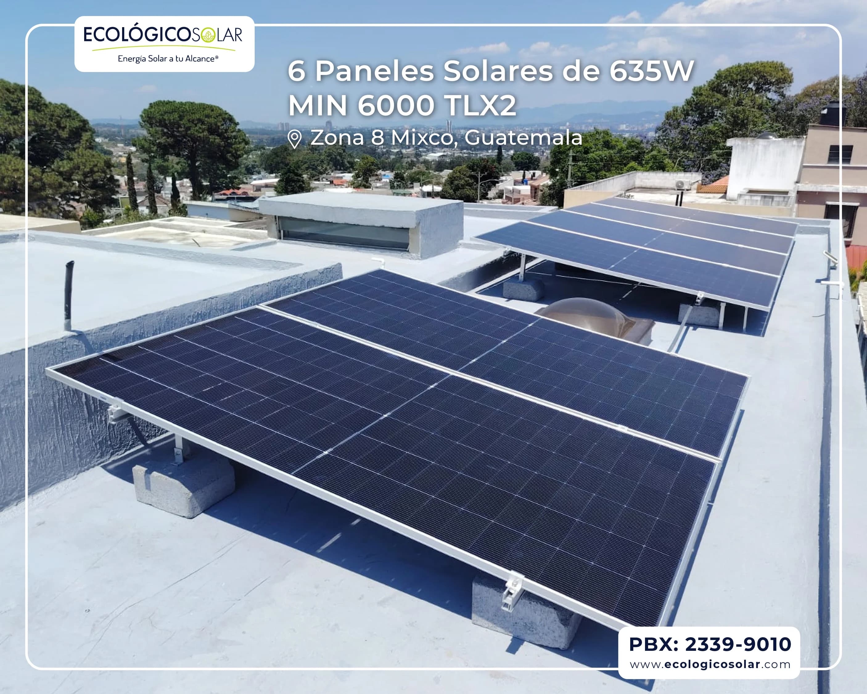 Aplicación Residencial - 6 Paneles Solares de 635W - Inversor Growatt MIN 6000 TL-X2