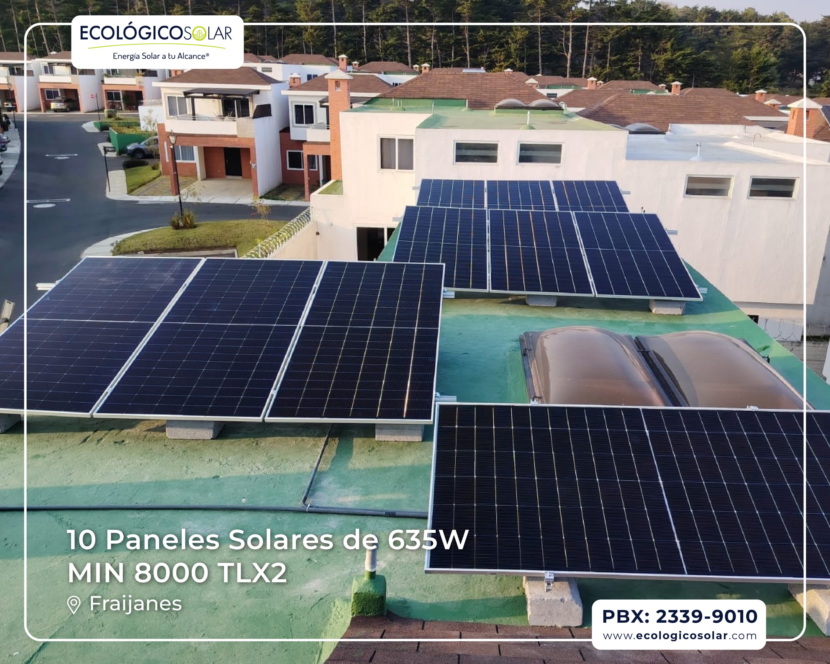 Aplicación Residencial -10 Paneles Solares 635W - Inversor Growatt MIN 8000TLX2