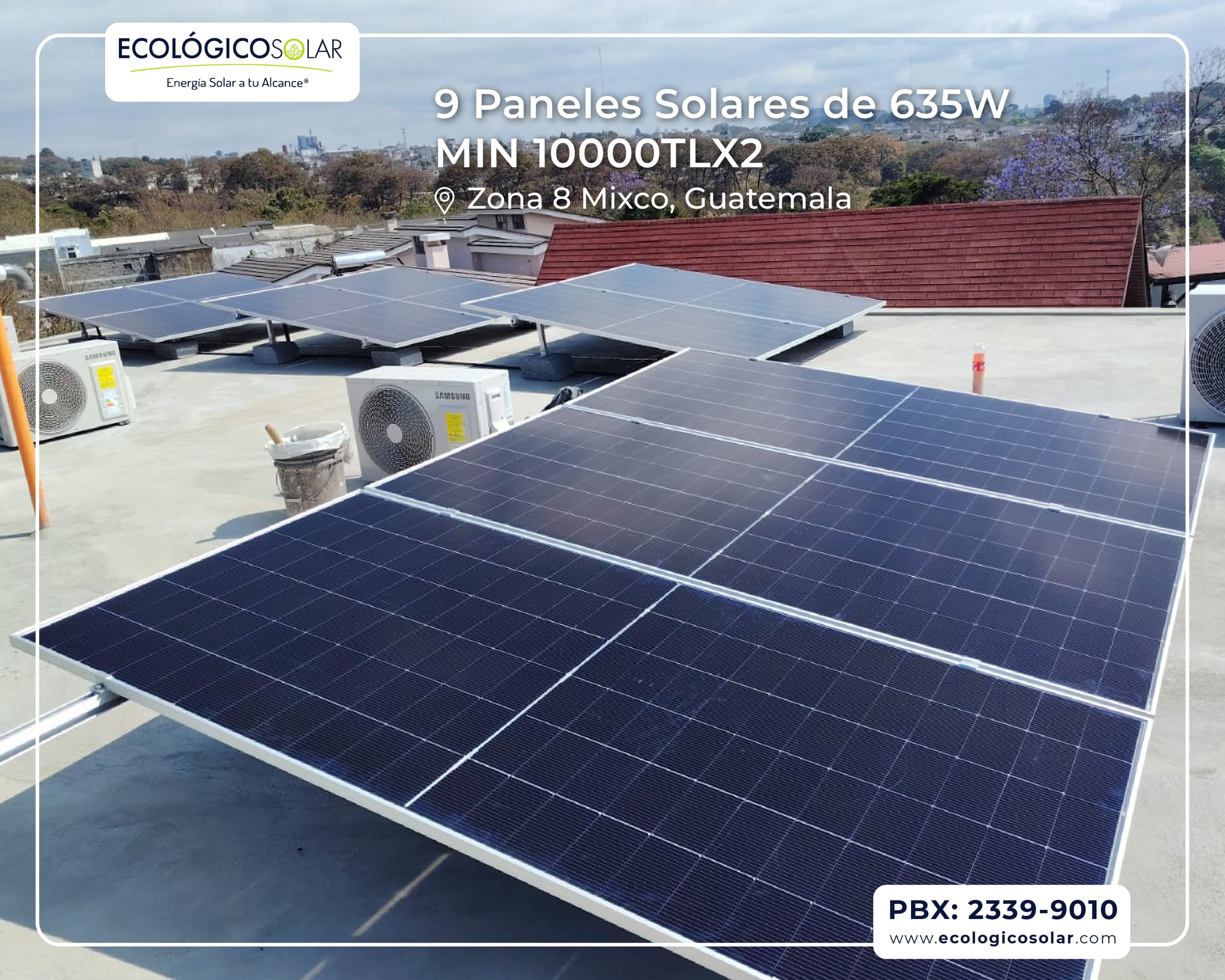 Aplicación Residencial - 9 Paneles Solares 635W - Inversor Growatt MIN 10000TLX2
