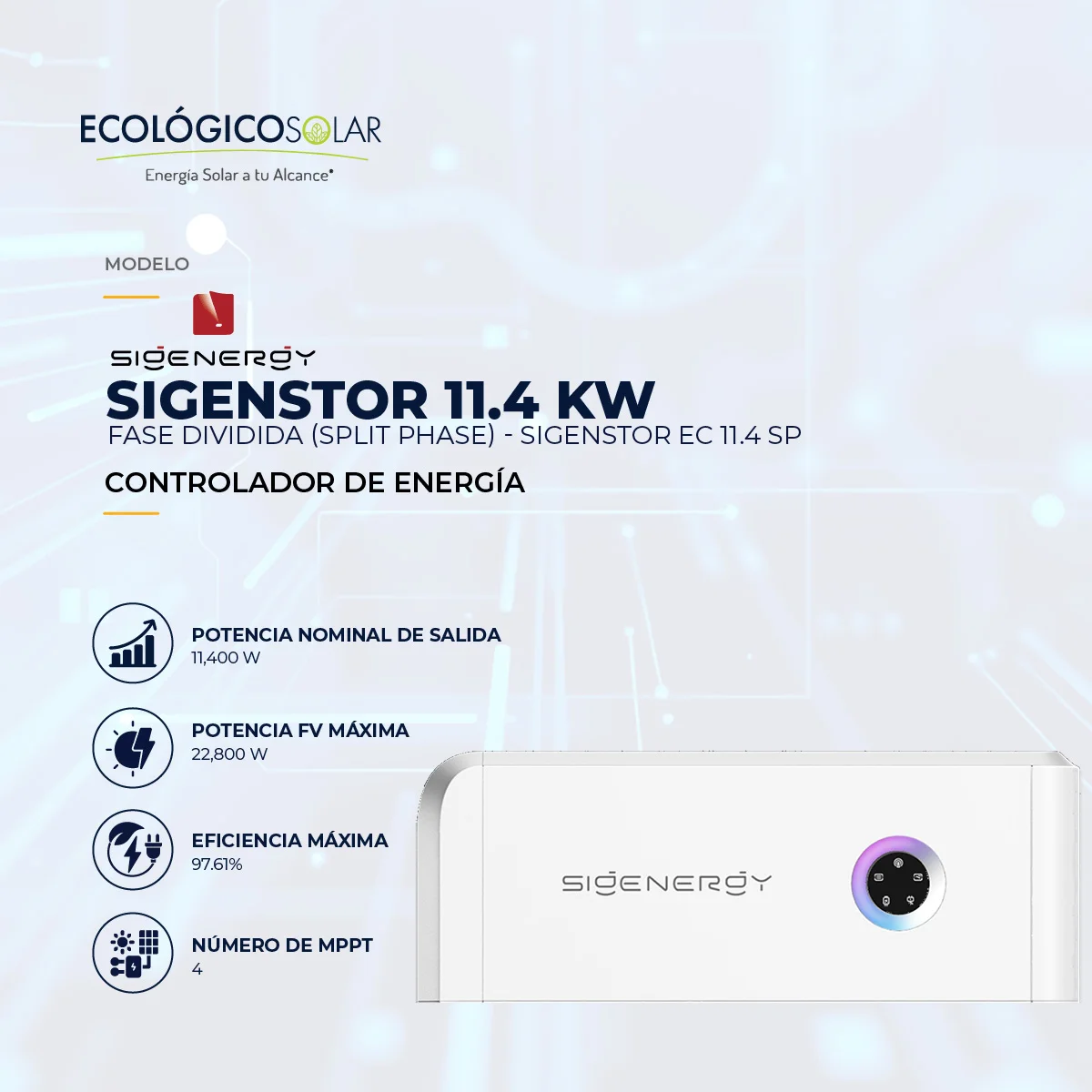 Controlador de Energía SigenStor 11.4 kW, fase dividida (Split Phase) - SigenStor EC 11.4 SP