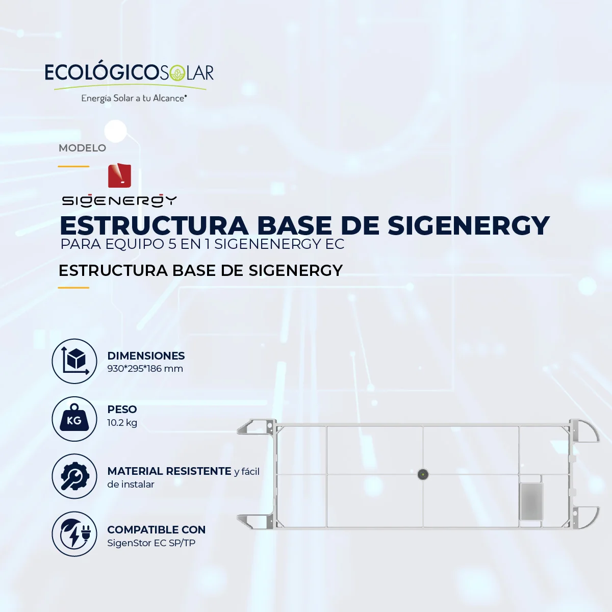 Kit de Instalación SigenStor para Montaje en Piso con Niveladores Ajustables